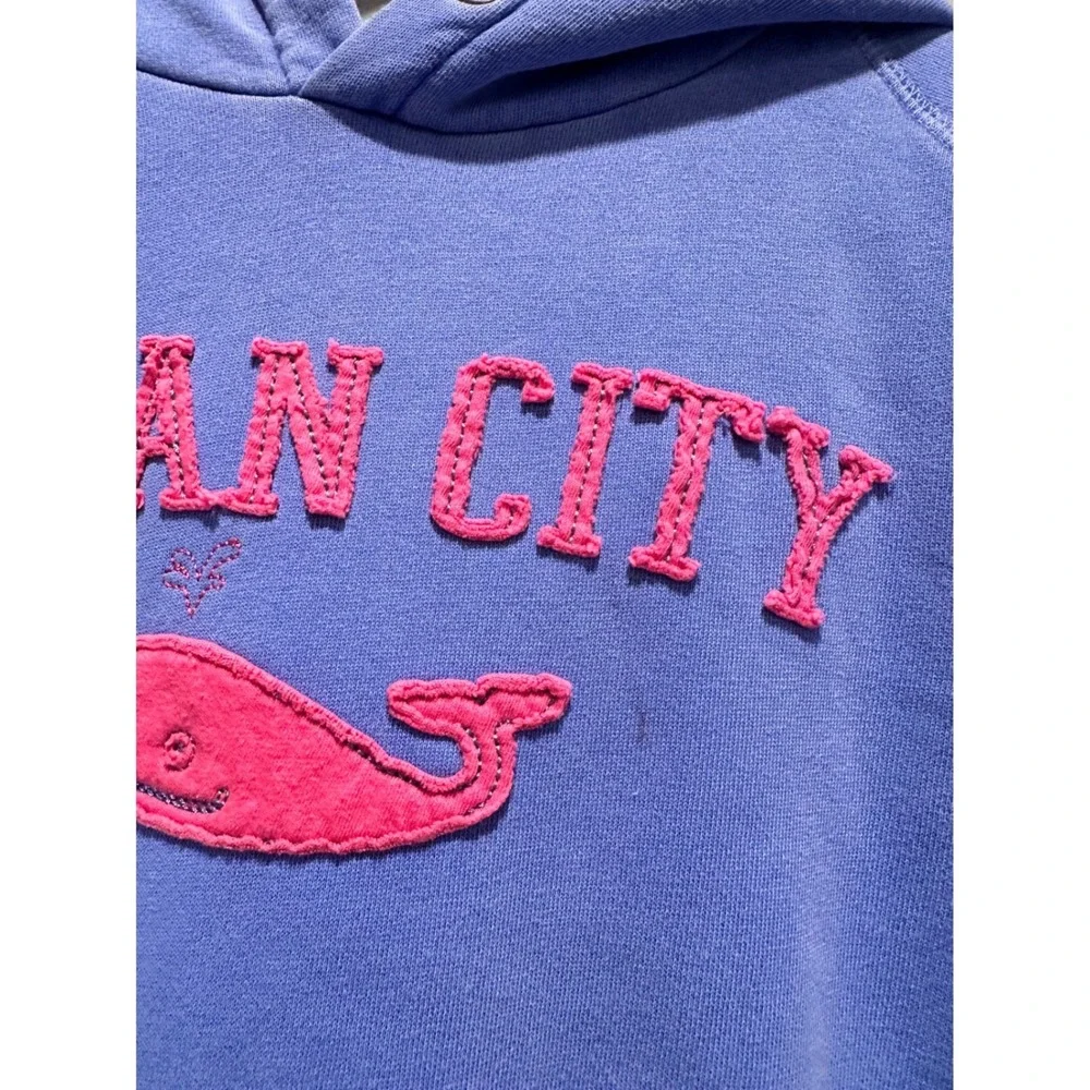 Ocean City Whale Graphic Hoodie Youth XL Blue Pink Coastal Sweatshirt